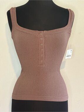 Free People Textured Knit Tank in Dusty Mauve L/XL